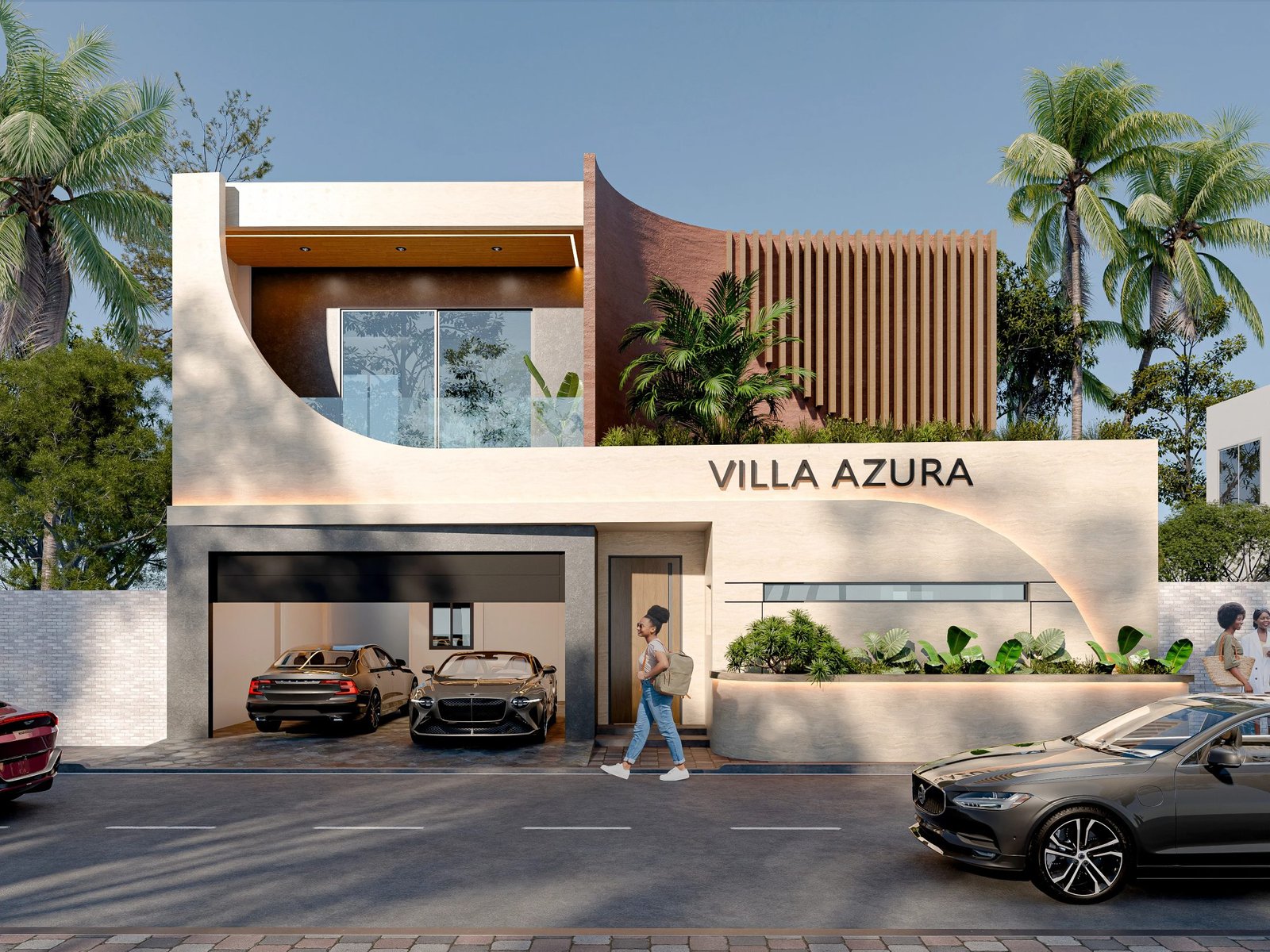 Villa Azura, façade principale, rendu 3D