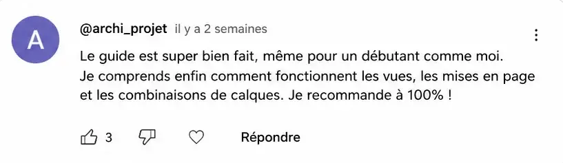 Avis en commentaire sur le guide du template ArchiCAD